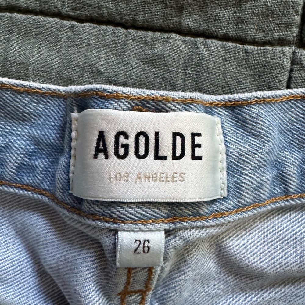 Agolde Parker Long Shorts in Agreement Light Wash Distressed Denim Shorts - Picture 10 of 11